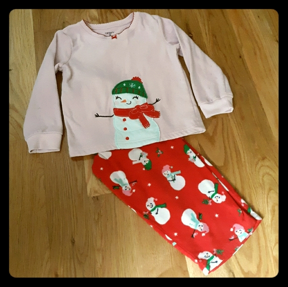 Carter's Other - CARTER'S fleece snowman pajama set size 3T